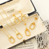 Geometric Oval Double Ring Necklace Personality Temperament