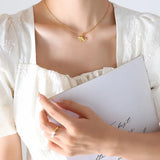 Ginkgo Leaf Clavicle Chain Necklace Zircon Pendant Jewelry