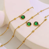18K Green Zircon Anklets for Women Set, Leg Chain Bracelet, Beach Jewelry