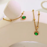 18K Green Zircon Anklets for Women Set, Leg Chain Bracelet, Beach Jewelry