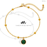 18K Green Zircon Anklets for Women Set, Leg Chain Bracelet, Beach Jewelry