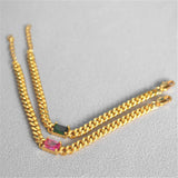 Hip Hop Green Crystal Zircon Cuban Chain Bracelet
