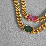 Hip Hop Green Crystal Zircon Cuban Chain Bracelet