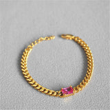 Hip Hop Green Crystal Zircon Cuban Chain Bracelet