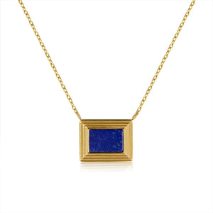 Vintage Lapis Lazuli Clavicle Necklace Famous Painting Photo Frame Pendant