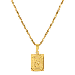 18K Letter Necklace Pendant Rope Cuban Heavy Chunky Name Jewelry