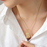 18K Zircon Clavicle Chain Necklace Pendant Letter Jewelry
