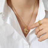 18K Zircon Clavicle Chain Necklace Pendant Letter Jewelry