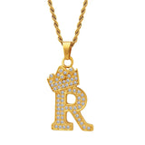 18K Zircon Clavicle Chain Necklace Pendant Letter Jewelry