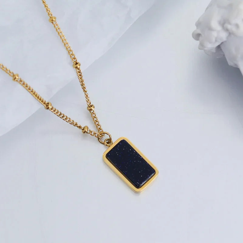 Light Sand Stone Clavicle Chain Necklace Pendant