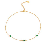 18K Green Zircon Clavicle Chain Necklace