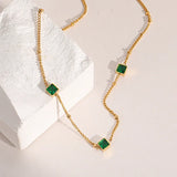 18K Green Zircon Clavicle Chain Necklace