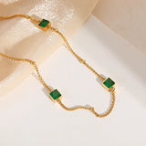 18K Green Zircon Clavicle Chain Necklace