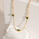 18K Green Zircon Clavicle Chain Necklace