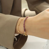 18K Double Layer Opal Bracelet - Purple