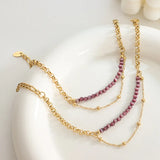 18K Double Layer Opal Bracelet - Purple
