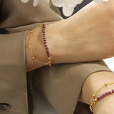 18K Double Layer Opal Bracelet - Purple