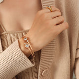 Elastic Zircon Cuff Bracelet Bangle Wrap for Family Gift