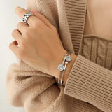 Elastic Zircon Cuff Bracelet Bangle Wrap for Family Gift