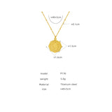 18K Light Embossed Girl Clavicle Chain Necklace Coin Necklace