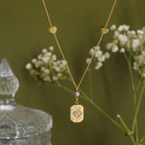 18K Light Embossed Goodluck Square Chain Necklace