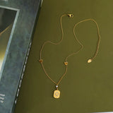 18K Light Embossed Goodluck Square Chain Necklace