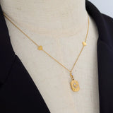 18K Light Embossed Goodluck Square Chain Necklace