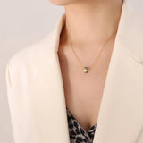 18K Light Emerald Zircon Clavicle Chain Pendant Necklace