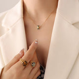 18K Light Emerald Zircon Clavicle Chain Pendant Necklace