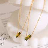 18K Light Emerald Zircon Clavicle Chain Pendant Necklace