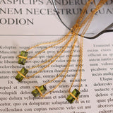 18K Light Emerald Zircon Clavicle Chain Pendant Necklace
