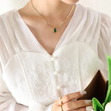 18K Light Emerald Zircon Snake Bone Chain Pendant Necklace