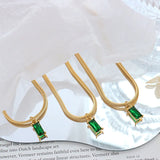 18K Light Emerald Zircon Snake Bone Chain Pendant Necklace