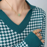 18K Natural Stone Pendant Necklace Bracelet Set