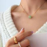 18K Natural Stone Pendant Necklace Bracelet Set