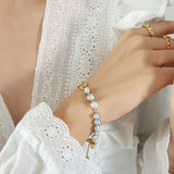 18K Freshwater Pearl Pig Nose Bracelet Vintage Jewelry