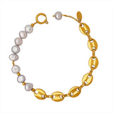 18K Freshwater Pearl Pig Nose Bracelet Vintage Jewelry