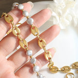 18K Freshwater Pearl Pig Nose Bracelet Vintage Jewelry