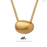 18K Light Hollow Bean Pendant Necklace Jewelry Set