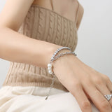 18K Pearl Zircon Double Wrap Bracelet Bangle
