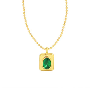 18K Light Square Moon Crystal Pendant Necklace