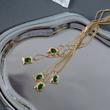 18K Light Square Moon Crystal Pendant Necklace