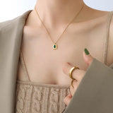 18K Light Square Moon Crystal Pendant Necklace