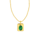 18K Light Square Moon Crystal Pendant Necklace