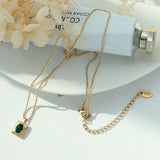 18K Light Square Moon Crystal Pendant Necklace