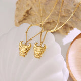 18K Zodiac Calf Clavicle Necklace Cow Pendant - Family Gift