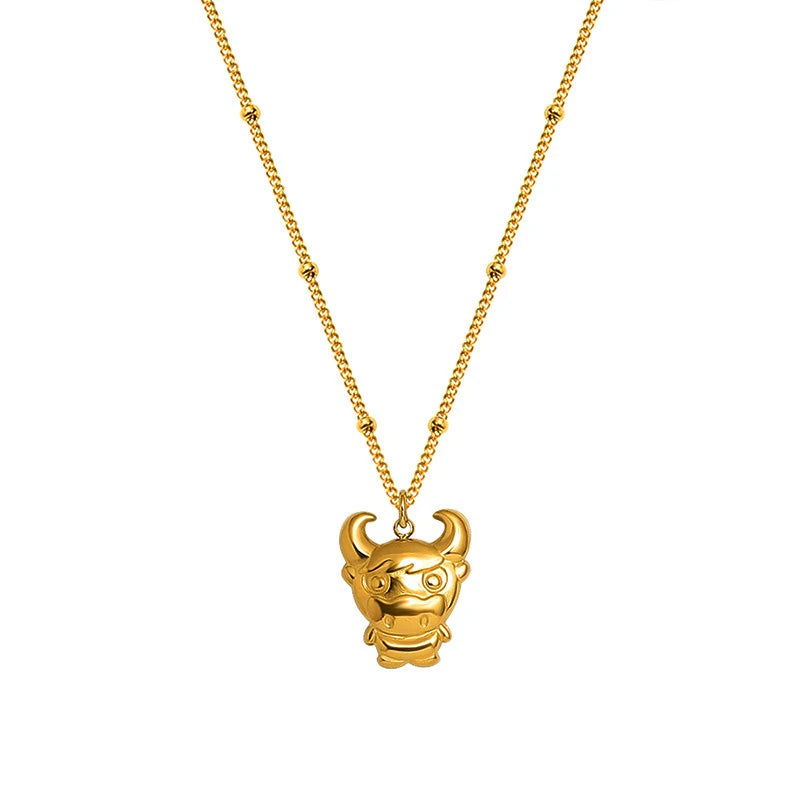 18K Zodiac Calf Clavicle Necklace Cow Pendant - Family Gift