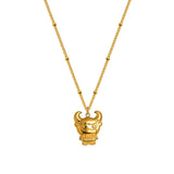 18K Zodiac Calf Clavicle Necklace Cow Pendant - Family Gift