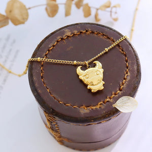 18K Zodiac Calf Clavicle Necklace Cow Pendant - Family Gift