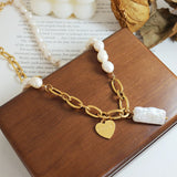 18K Freshwater Pearl Heart Pendant Necklace Baroque Pearl Jewelry